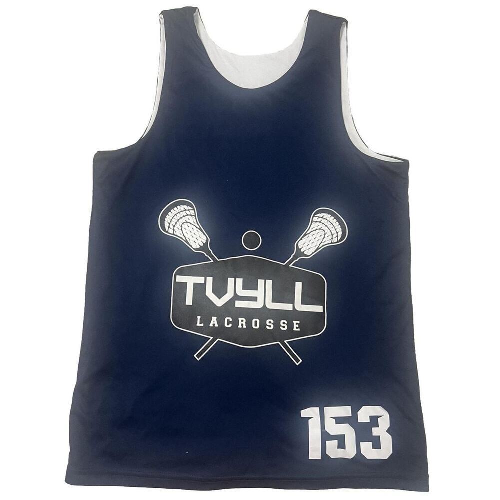 Double Sided Blue And White Lacrosse Tank Top Youth Medium